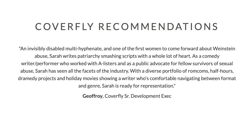 Sarah Ann Masse endorsed and recommended writer coverfly