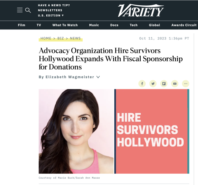 Hire Survivors Hollywood launches donation portal - Variety, Elizabeth Wagmeister, Sarah Ann Masse